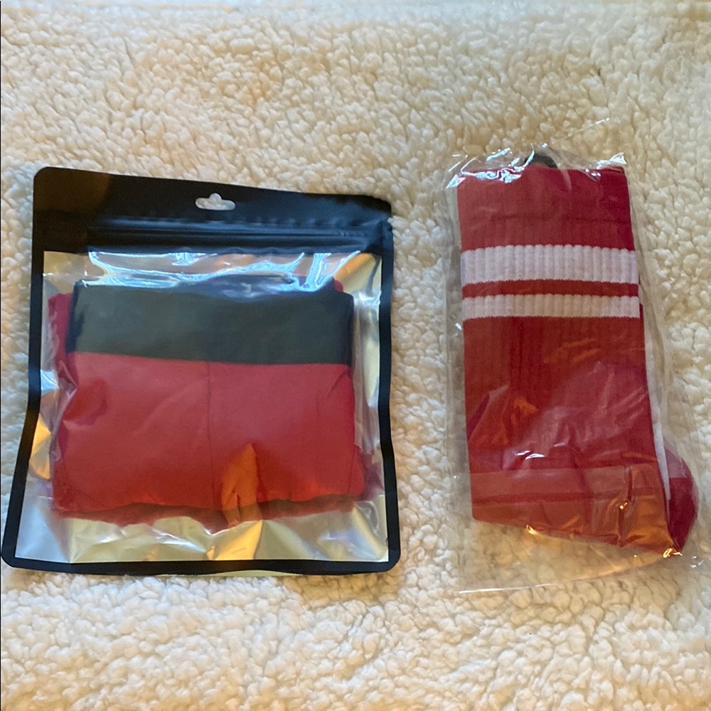 Fabletics Red Boxer Briefs and Socks Set